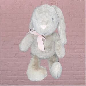 Pottery Barn Kids PBK Bunny Rabbit Plush Pink Bow Long Ear Stuffed Animal 16"